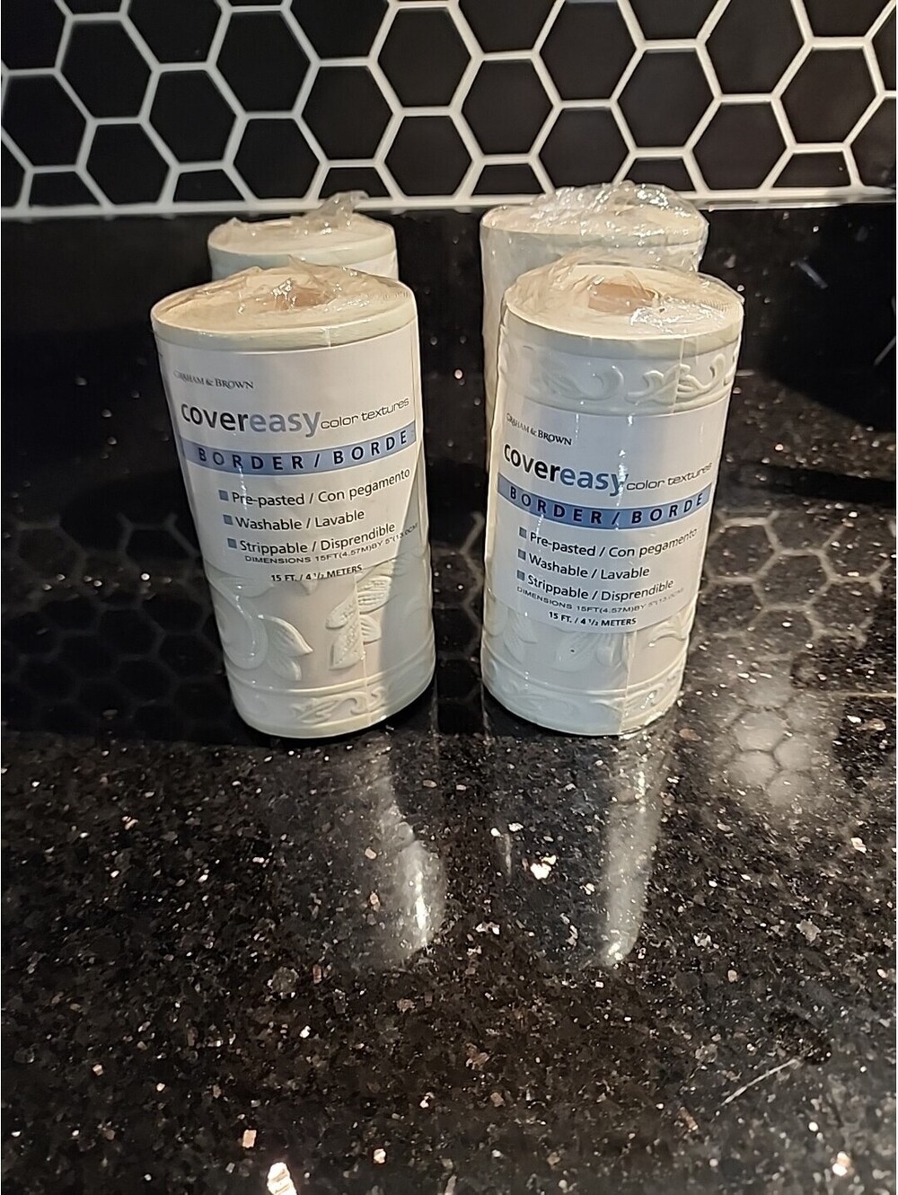4 Graham & Brown COVER EASY Border Pre- Pasted Washable Strippable 15 Ft 41/2 Mt